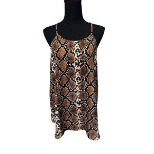 TRUTH Snake Print Sleeveless Halter Top With Back Button Closure, workattire, XL